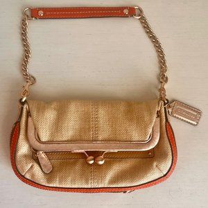 Tan Couch Clutch with Orange/Pink Accents